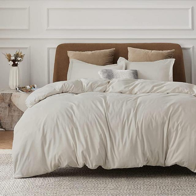 Bedsure Linen Duvet Covers Queen Size - Soft Brushed Microfiber 3 Pieces with Zipper Closure, 1 Duvet Cover 90x90 inches and 2 Pillow Shams