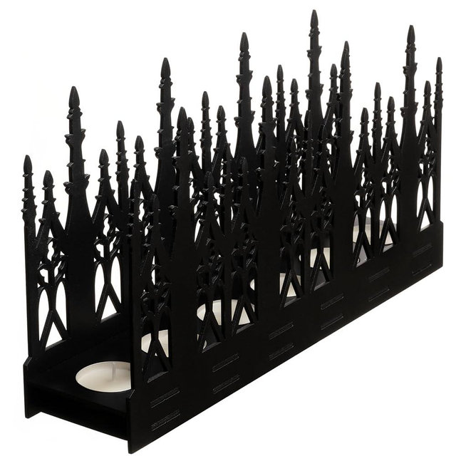 Gothic Tealight Holder, Spooky Candle Holder, Black Tea Candle Holder Wooden Tealight Candle Holder