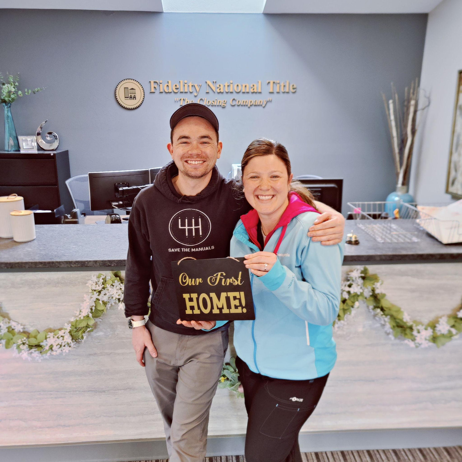 Picture taken after we closed on our first home!
