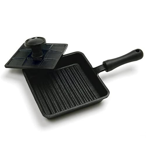 Norpro Mini Cast Iron Panini Pan with Press, 5.9 IN, As Shown