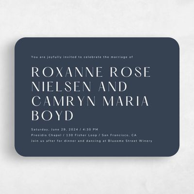 Blue Rounded Wedding Invitation - Cerrito Type