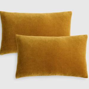 Classic Cotton Velvet Pillow Cover (Set of 2) - Marigold, 12x20