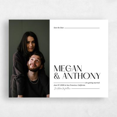 White Fall Wedding Save the Date - Vitoria Landscape