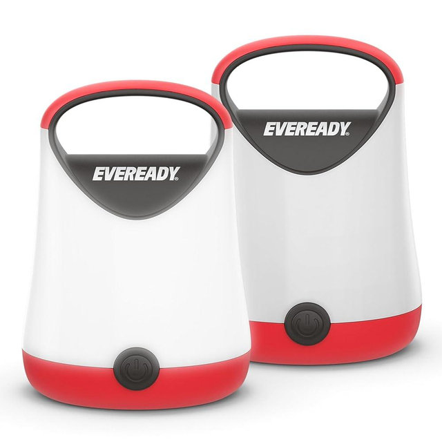 Eveready LED Camping Lantern X-250 (2-Pack), Super Bright Tent Lights, Rugged Water Resistant LED Lanterns, 100 Hour Run-time (Batteries Included), Red and Black
