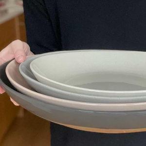 Mora Ceramic Large Serving Bowls-assorted color- Set of 2 Oval Platters for Entertaining. Modern Kitchen Dishes for Dinner, Fruit, Salad, Turkey, etc. Oven, Dishwasher Safe, 55/35 oz, 13.5" / 11.8" - Neutrals