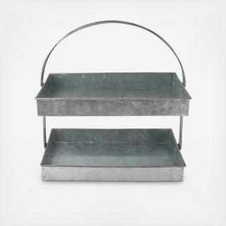 Galvanized Iron 2-Tier Serving Stand