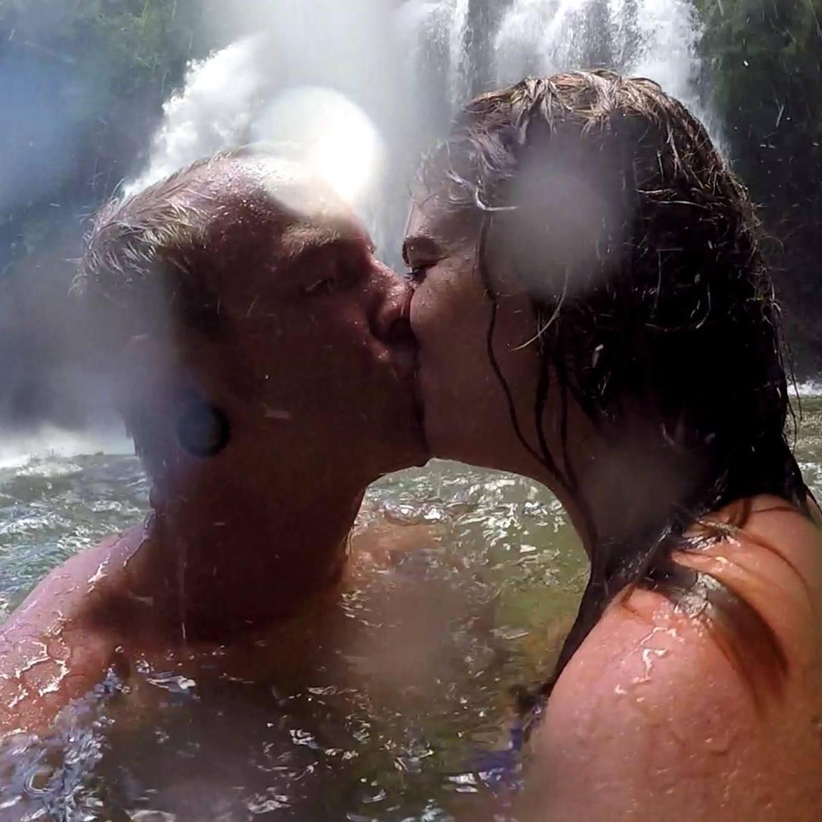 Smiley waterfall kisses
