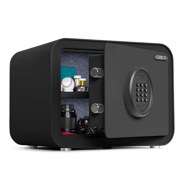 Digital Safe Box, 1.0 Cu.ft Heavy Duty Solid Steel Home Safe with Keypad, Small Personal Security Lock Box for Money, Jewelry, Anti-Theft Money Box for Hotel, Dorm, Office (Black)