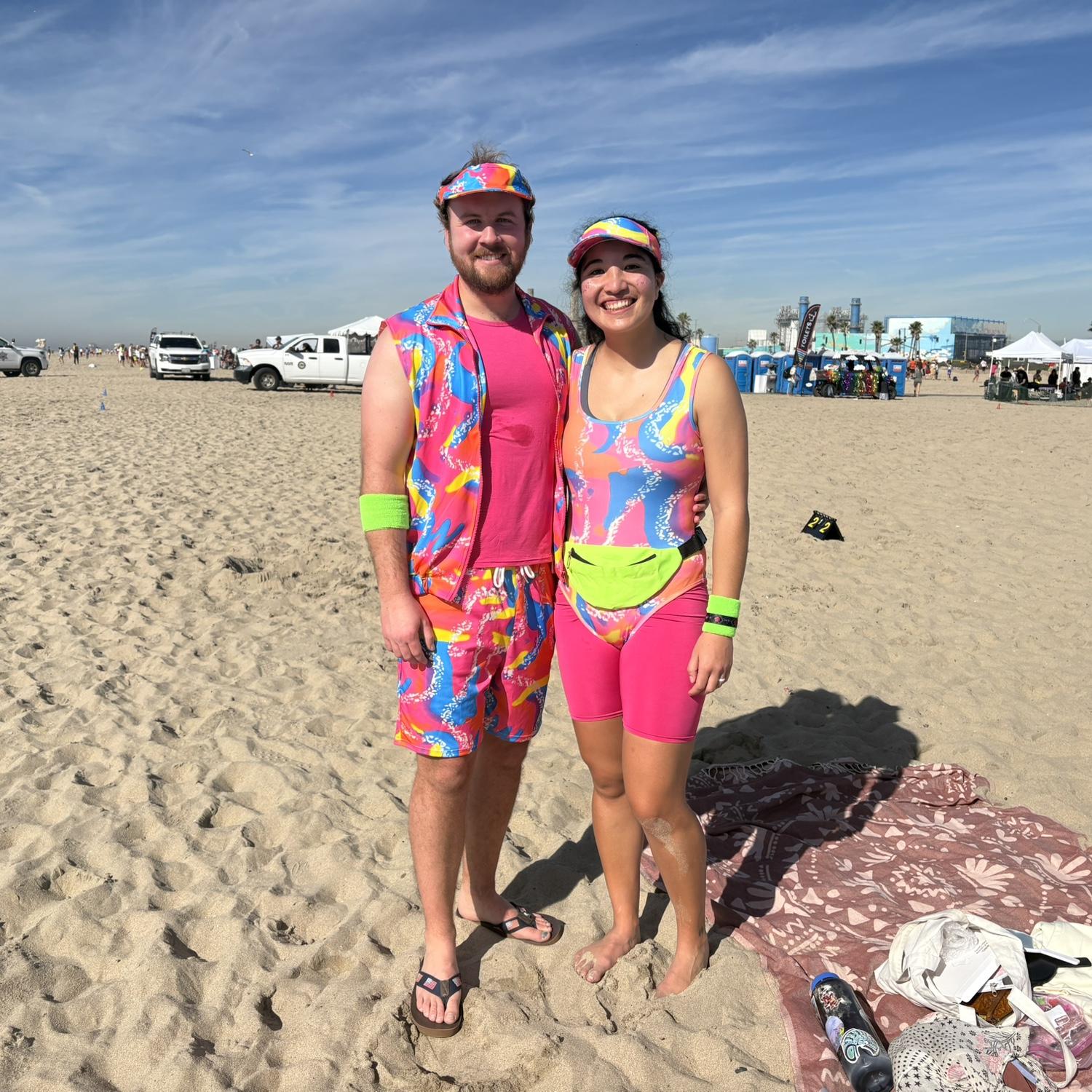 Malibu Barbie and Ken take on a beach ultimate frisbee tournament