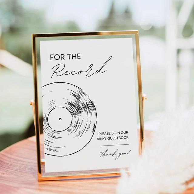 For the Record Guestbook Sign, Vinyl Record Wedding Sign, Please sign our Guest Book, Sign our Record Unique Guestbook Sign Printable