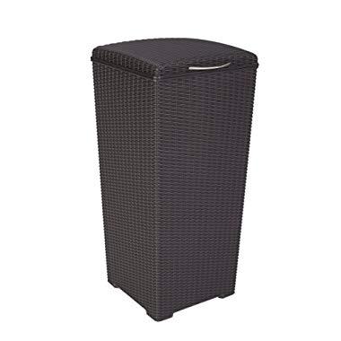 Keter Pacific 30 Gal. Outdoor Resin Wicker Waste Basket Trash Can with Liner