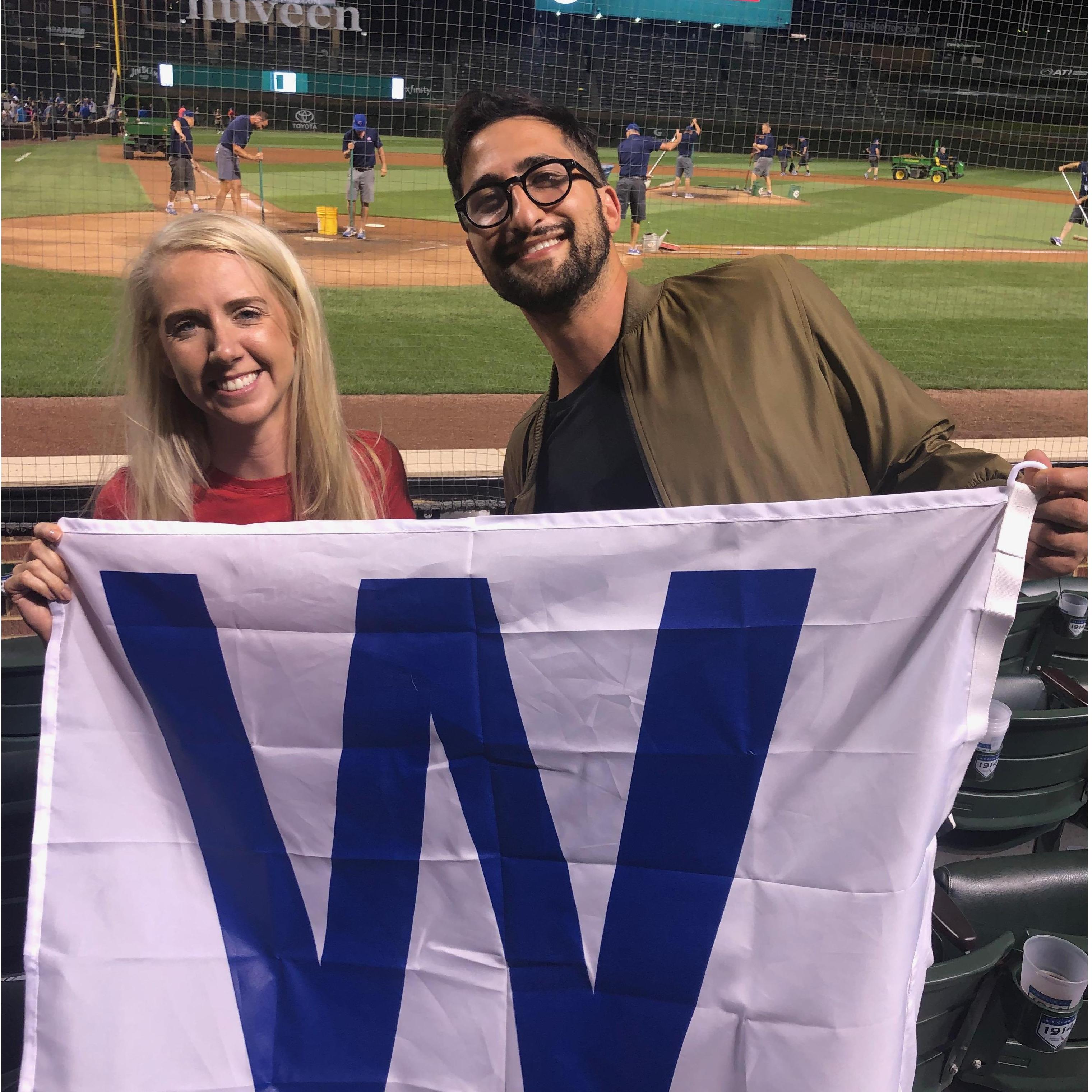 Knowing Samantha's love of baseball and her goal of seeing as many parks as possible, Amir invited Samantha to tag along for a work trip to Chicago and took her to a Cubs game.