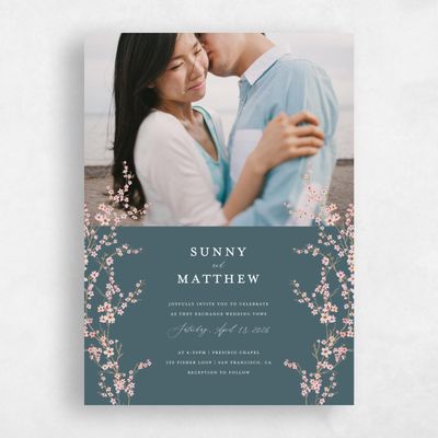 Deep Blue Spruce Wedding Invitation - Sakura Photo