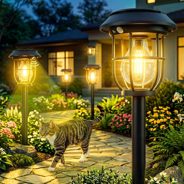 Icnice Solar Lights Outdoor, 8 Pack Waterproof LED Pathway Lights with 3 Adjustable Modes, Auto On/Off Lighting for Garden, Yard, Walkway, Driveway, Porch, Hanging on Trees or Tabletop, Warm White