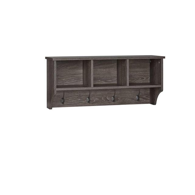 Woodbury Wall Shelf with Cubbies and Hooks Woodgrain - RiverRidge Home