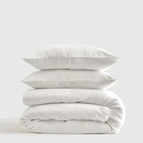 King Linen Duvet Cover Set | Quince in White