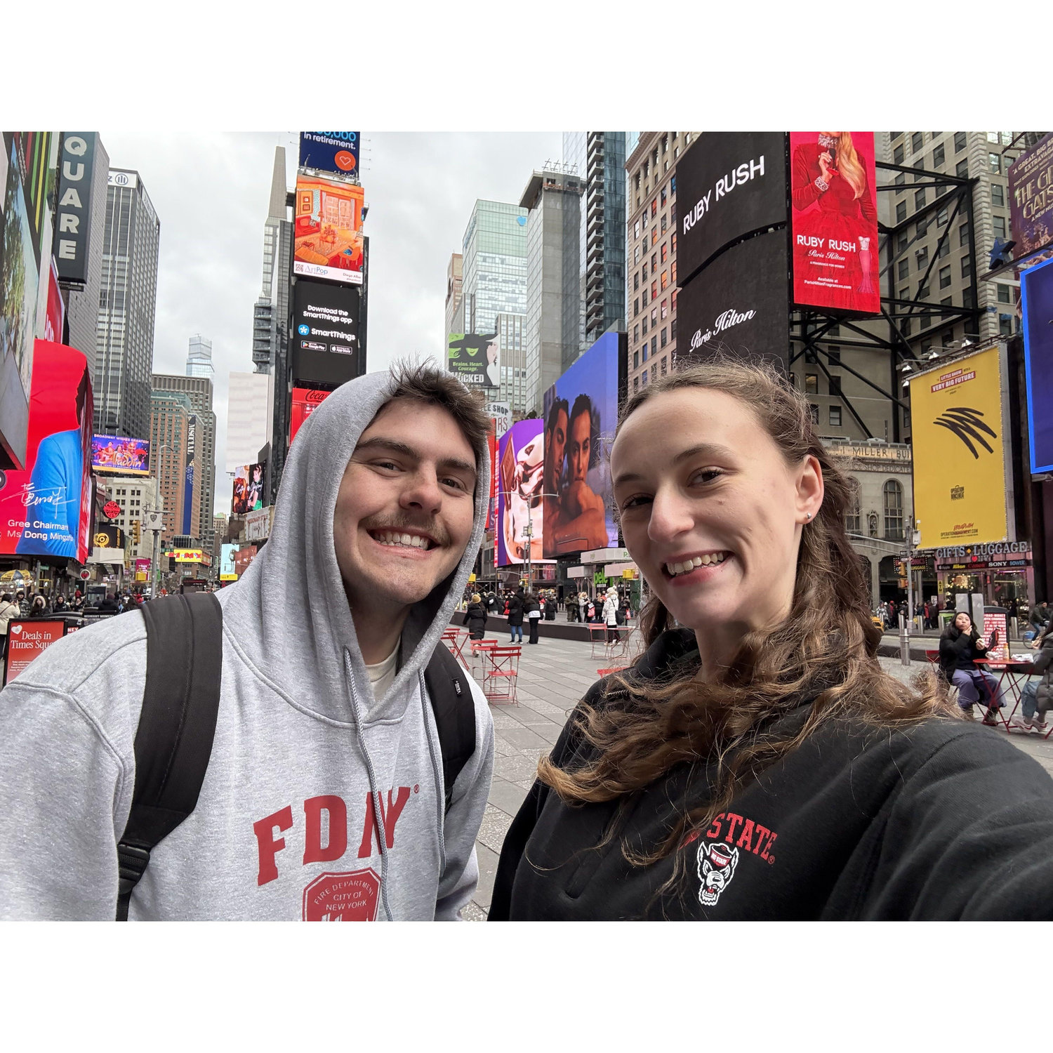 Time's square! Can you tell we're cold??