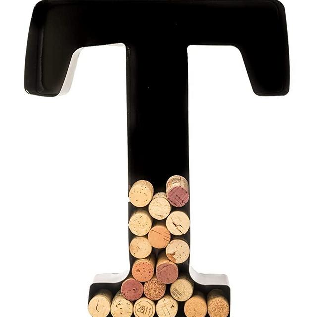 Wine Cork Holder - Metal Monogram Letter (T)