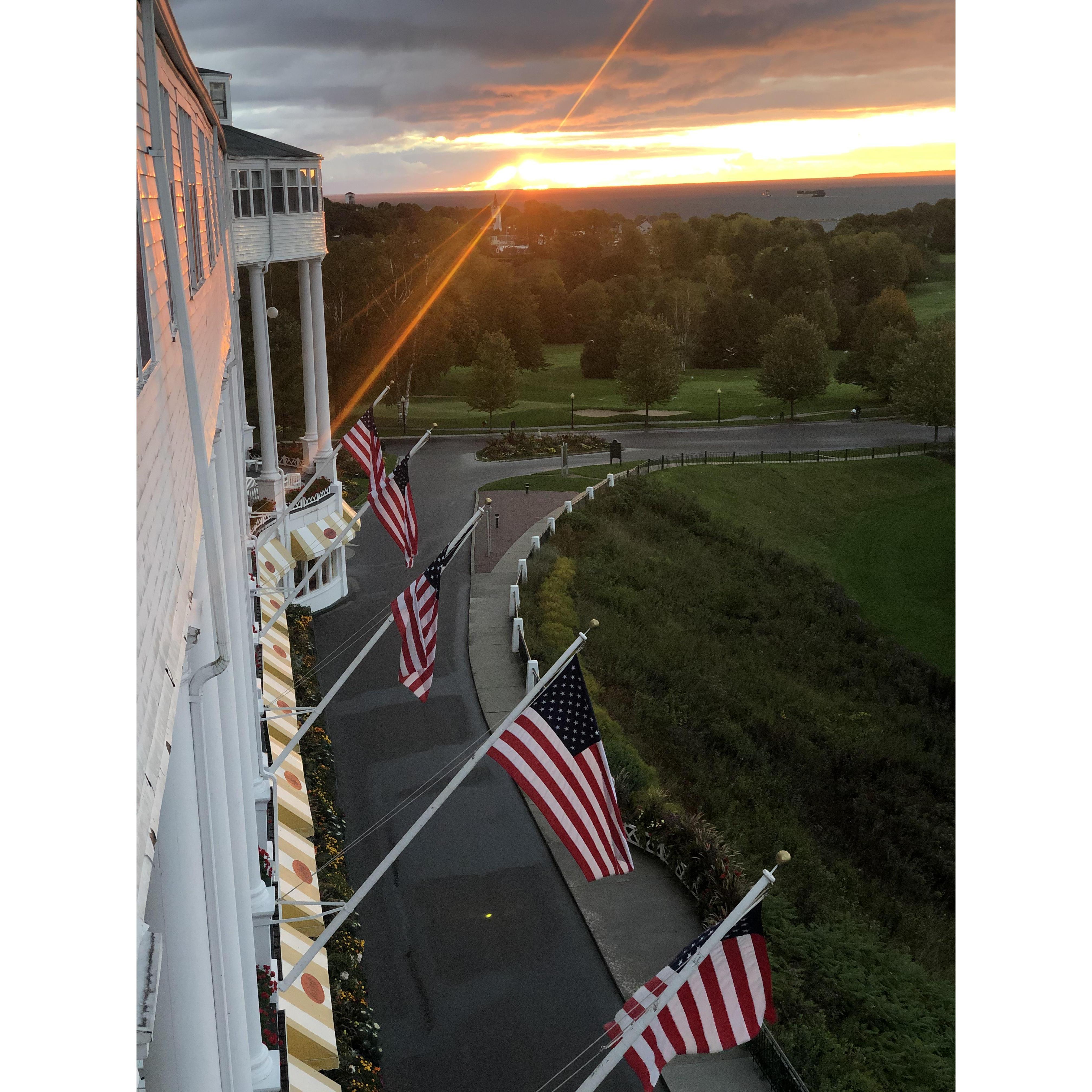 View from Grand Hotel on Mackinac Island after becoming engaged at Pictured Rocks in the UP of Michigan.