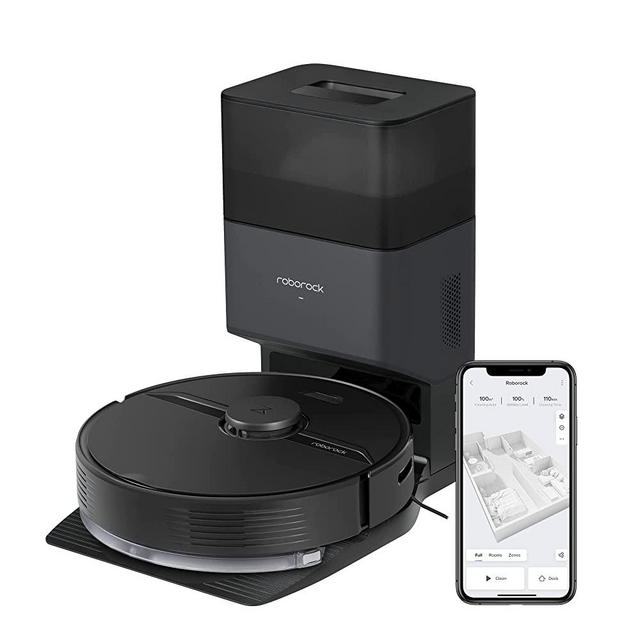 roborock Q7+ Robot Vacuum with Self-Empty Dock Pure, Hands-Free Cleaning for up to 7 Weeks, 2700Pa Suction, 180mins Run-Time, Works with Alexa, Perfect for Hard Floors, Carpets, and Pet Hair (Black)