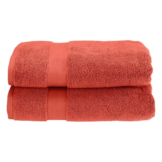Fast-Drying Zero-Twist Cotton Oversized 2-Piece Bath Sheet Set, Coral - Blue Nile Mills