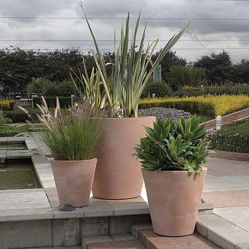West Elm Indoor/Outdoor Grooved Round Planter, 20" Weathered Terracotta