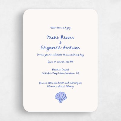 Blue Rounded Wedding Invitation - Tenger Classic