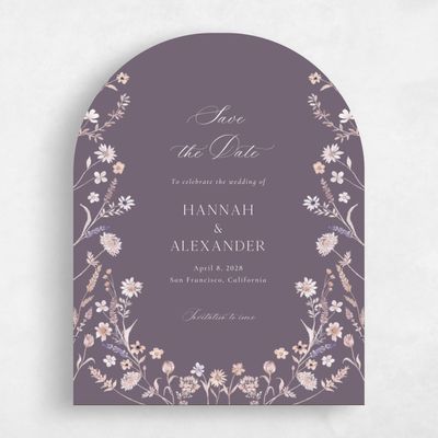 Purple Arch Wedding Save the Date - Lino Portrait