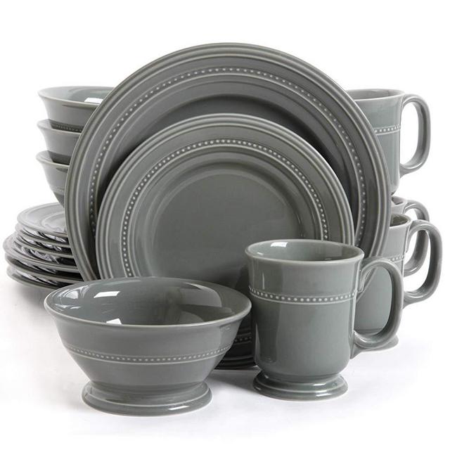 Gibson Elite Barberware 16 Piece Dinnerware Set, Gray