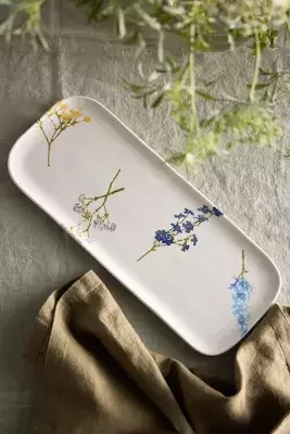 Painted Floral Ceramic Serving Tray
