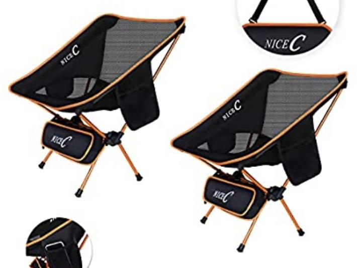 NiceC Ultralight Portable Folding Camping Backpacking Chair Compact & Heavy Duty Outdoor, Camping, BBQ, Beach, Travel, Picnic, Festival with 2 Storage Bags&Carry Bag