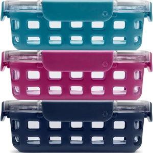 Ello Duraglass 3.4 Cup Meal Prep Sets 10Pc, 5 Pack Set- Glass Food Storage Container with Silicone Sleeve and Airtight BPA-Free Plastic Lids, Dishwasher, Microwave, and Freezer Safe, Evening Orchard