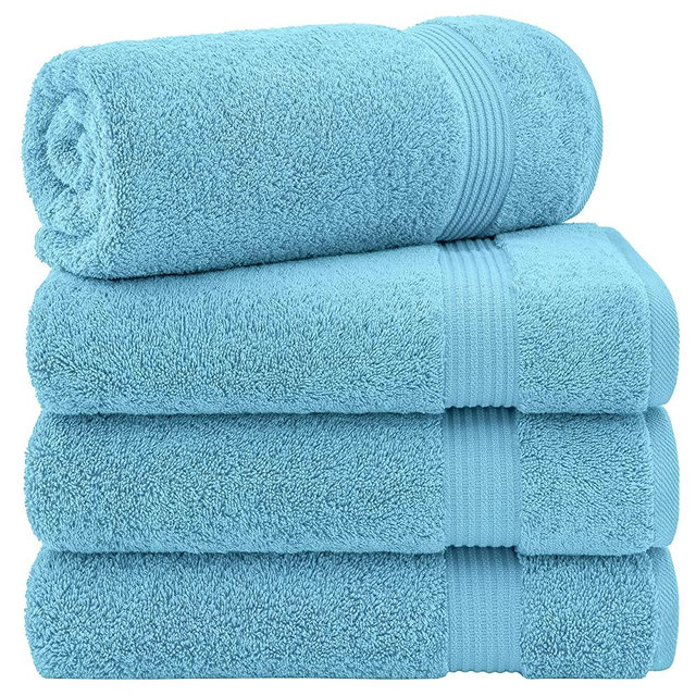 Cotton Paradise, Bath Towel Set 100% Turkish Cotton, Luxury Hotel Spa Quality, Soft Absorbent Quick Dry Thick 600 GSM, Bathroom Clearance After Shower Bath Towels, 4-Packed 27x54 Sky Blue