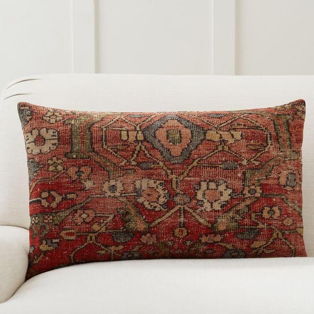 Aluma Printed Lumbar Pillow Cover, 16 x 26" , Red Multi