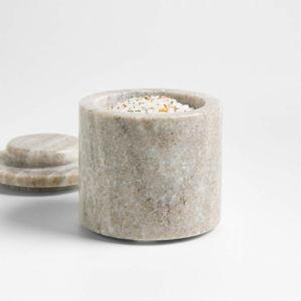 Tuscan Kitchen Marble Salt Cellar | Crate and Barrel