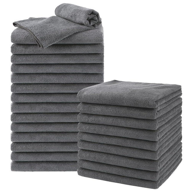 UNIMADE Salon Towels 24 Pack, Super Soft Microfiber Gym Towels, Highly Absorbent Hair-Drying Cloth for Gym, Bath, Spa Use and Home Beauty Care - Grey (16x29 inch)