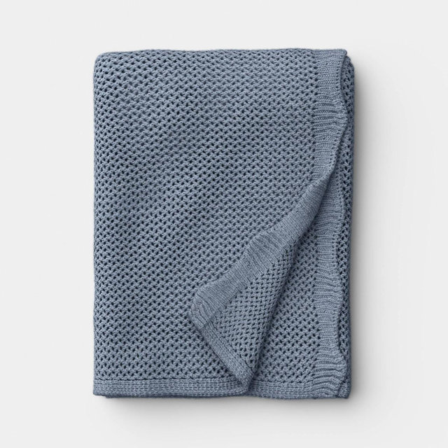 Knit Throw with Scalloped Edge Chicory Blue - Threshold™