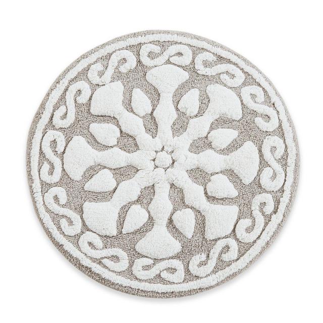 Madison Park 25" Round Casablanca Medallion Tufted Bath Rug in Grey