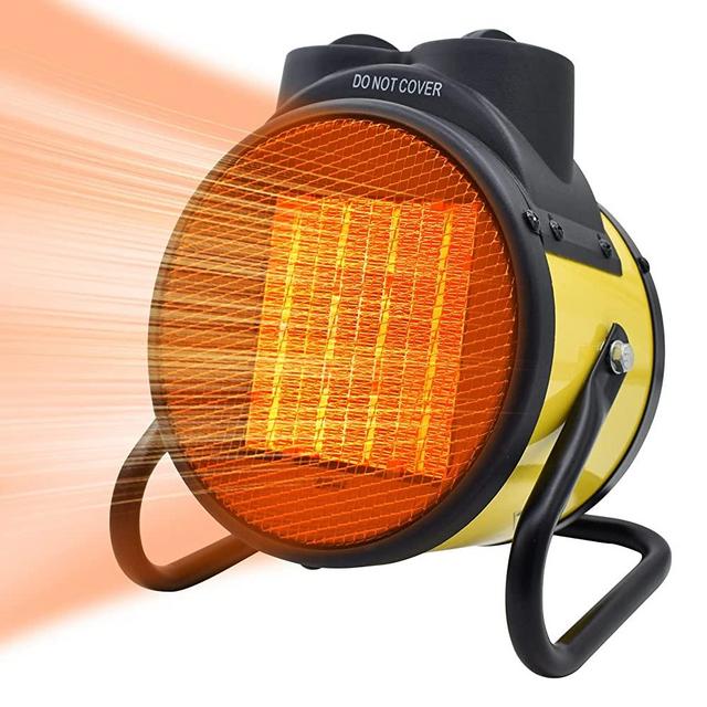 Buyplus Portable Patio Heater Outdoor - Electric Garage Heaters with Super Long Cord, Heat Up in 3 Seconds, Thermostat, 3 Modes, Small Fan Heaters for Patio, Garage, Tent Ceramic Space Heater