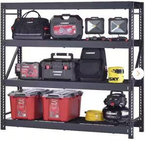 4-Shelf Metal Industrial Duty Freestanding Garage Storage Shelving Unit in Black (77 in. W x 72 in. H x 24 in. D)