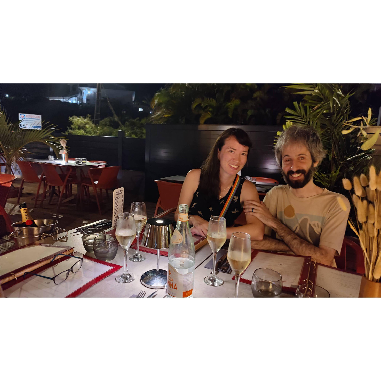 Celebration dinner after the engagement at Le carré, Saint-François, Guadeloupe