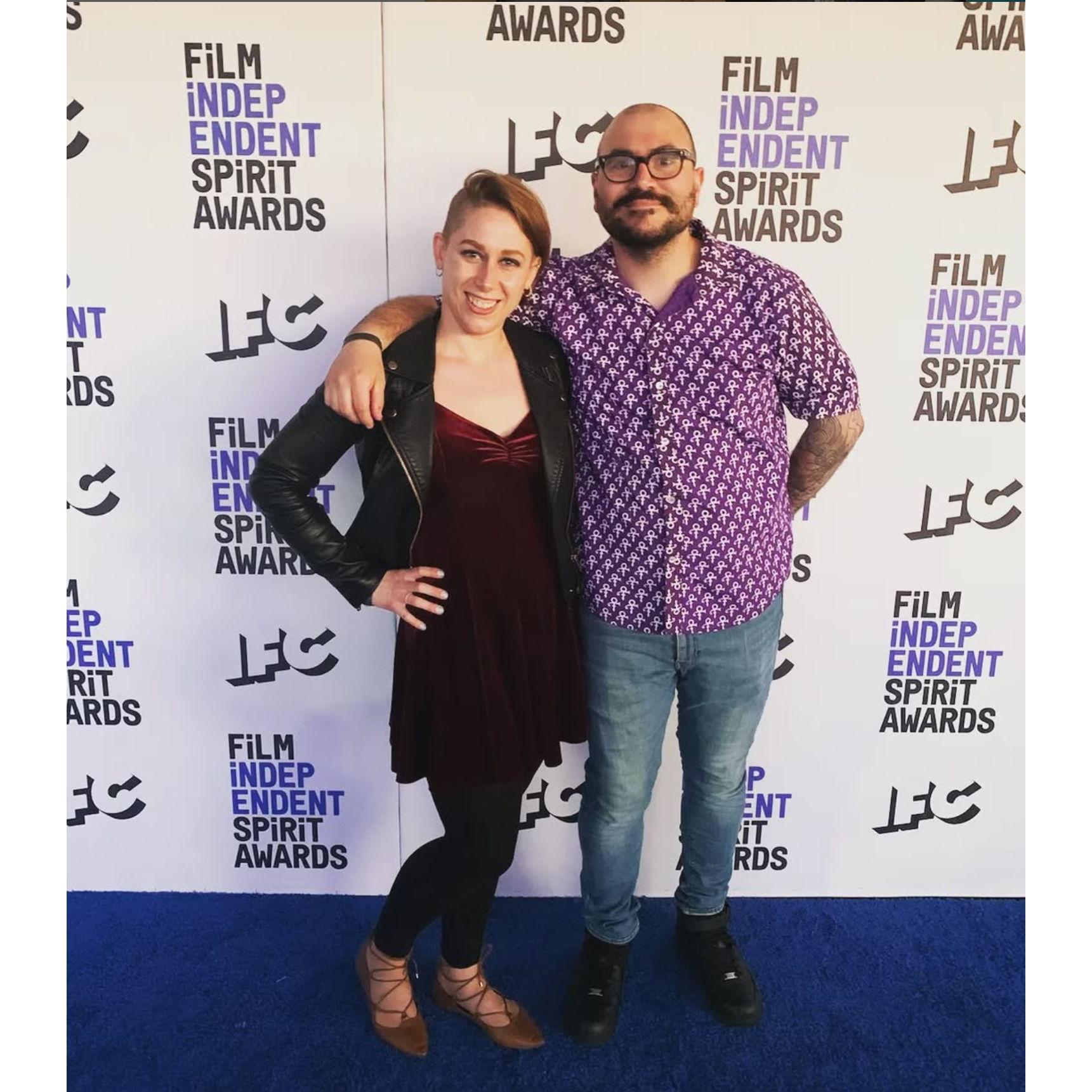 On the Blue Carpet for the Film Independent Spirit Awards. Ait has worked for 6 years as the volunteer coordinator, and Emily was his assistant in 2022!