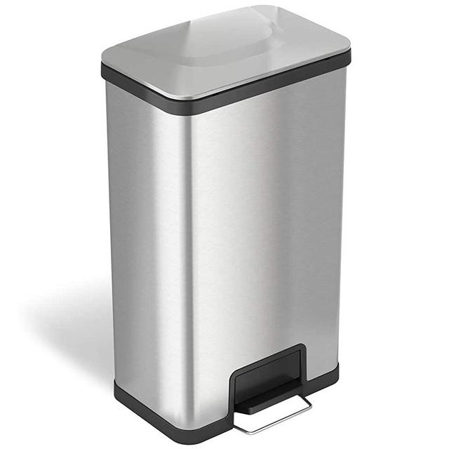 iTouchless SoftStep 18 Gallon Stainless Steel Step Trash Can with Odor Control System, 68 Liter Commercial Size Kitchen, Office, Home Garbage Bin