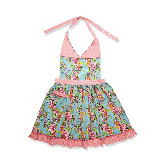Design Imports Blue Pink Floral Apron