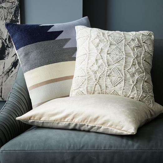 Macrame Diamond Pillow Cover - Stone White