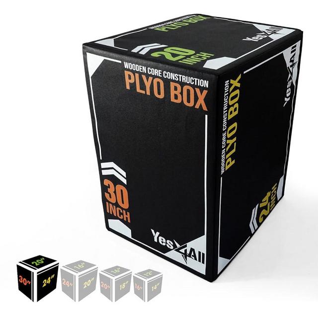 Yes4All 3-in-1 Soft Plyo Box Wooden Core – Safe for Shins - Non-Slip Multi-Use Plyometric Box for Jumping, Conditioning, and Strength Training – Choose from 4 Different Sizes