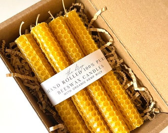 Hand Rolled 100% Beeswax Candlesticks set of 4