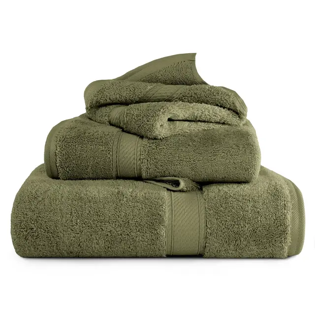 Luxury Egyptian Cotton Heavyweight Ultra-Plush 3 Piece Towel Set, Forest Green - Blue Nile Mills
