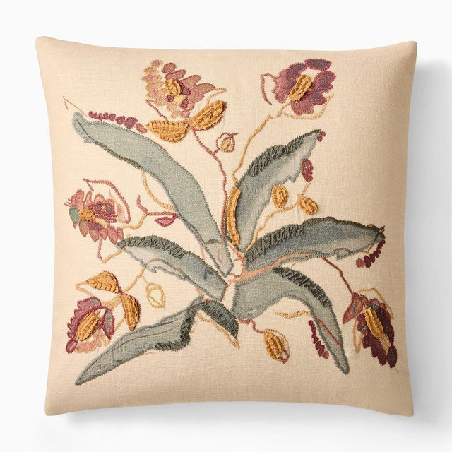 Wildflower Pillow Cover, 20x20, Alabaster