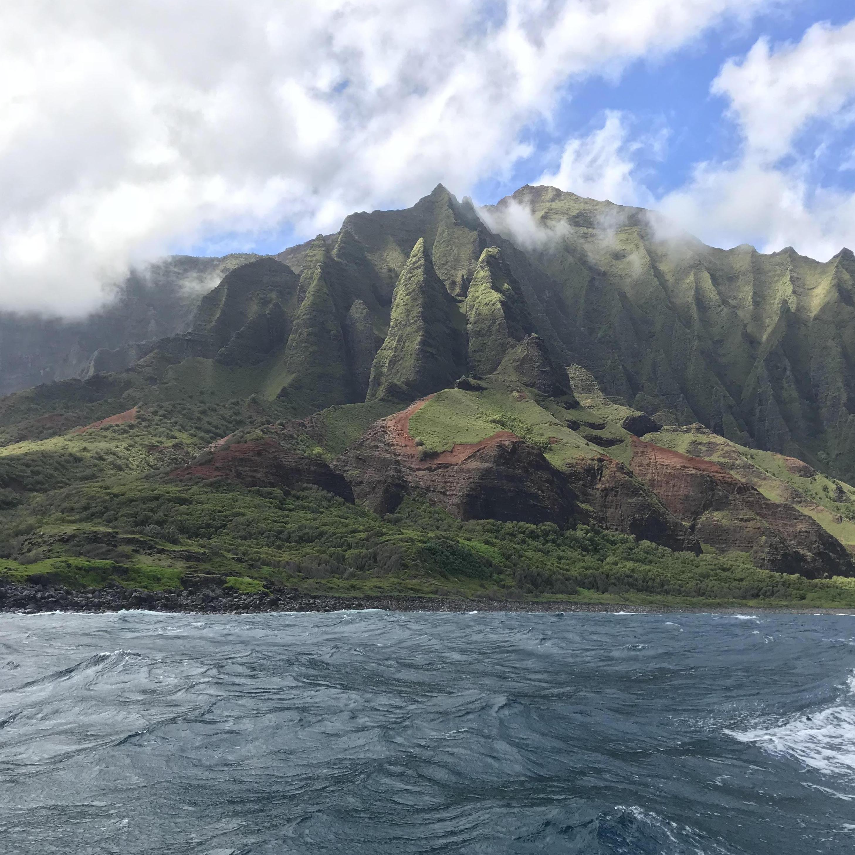 Boat ride to the Na'a'pali Coast in Kauai.